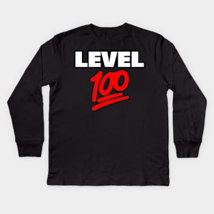 Keep It Level 100 Emoji (white and red) Kids Long Sleeve T-Shirt